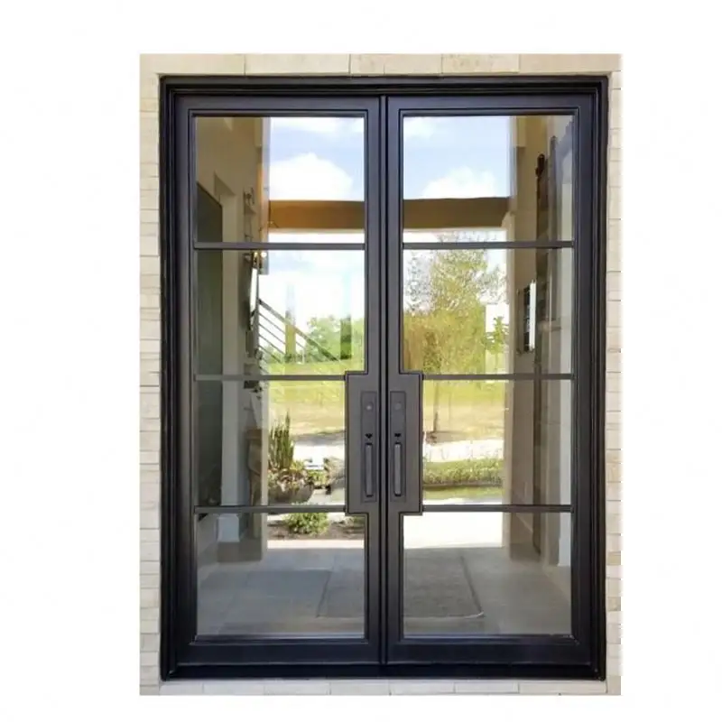 New Modern Type Windows And Door Luxury Wholesale Exterior Entry Gate Patio Steel French Doors