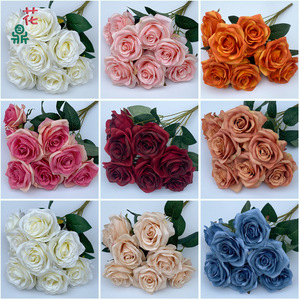 Rosas Artificiales de Seda, Flores de 9-12 Cabezas, Tacto Natural, Decoración para Bodas, Decoración del Hogar, Estilo Moderno, Material Plástico - Product Image 5