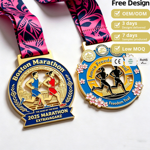 Médailles de marathon sportives 3D en métal personnalisées, <span class=keywords><strong>prix</strong></span> d'usine, médailles de course en alliage de zinc moulé sous pression avec ruban, récompenses de course personnalisées - Product Image 1