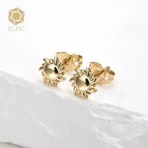 Elfic Simple Shiny Zircon Stud Earrings Gold Daily Wear Earring Stud Earrings Wholesale