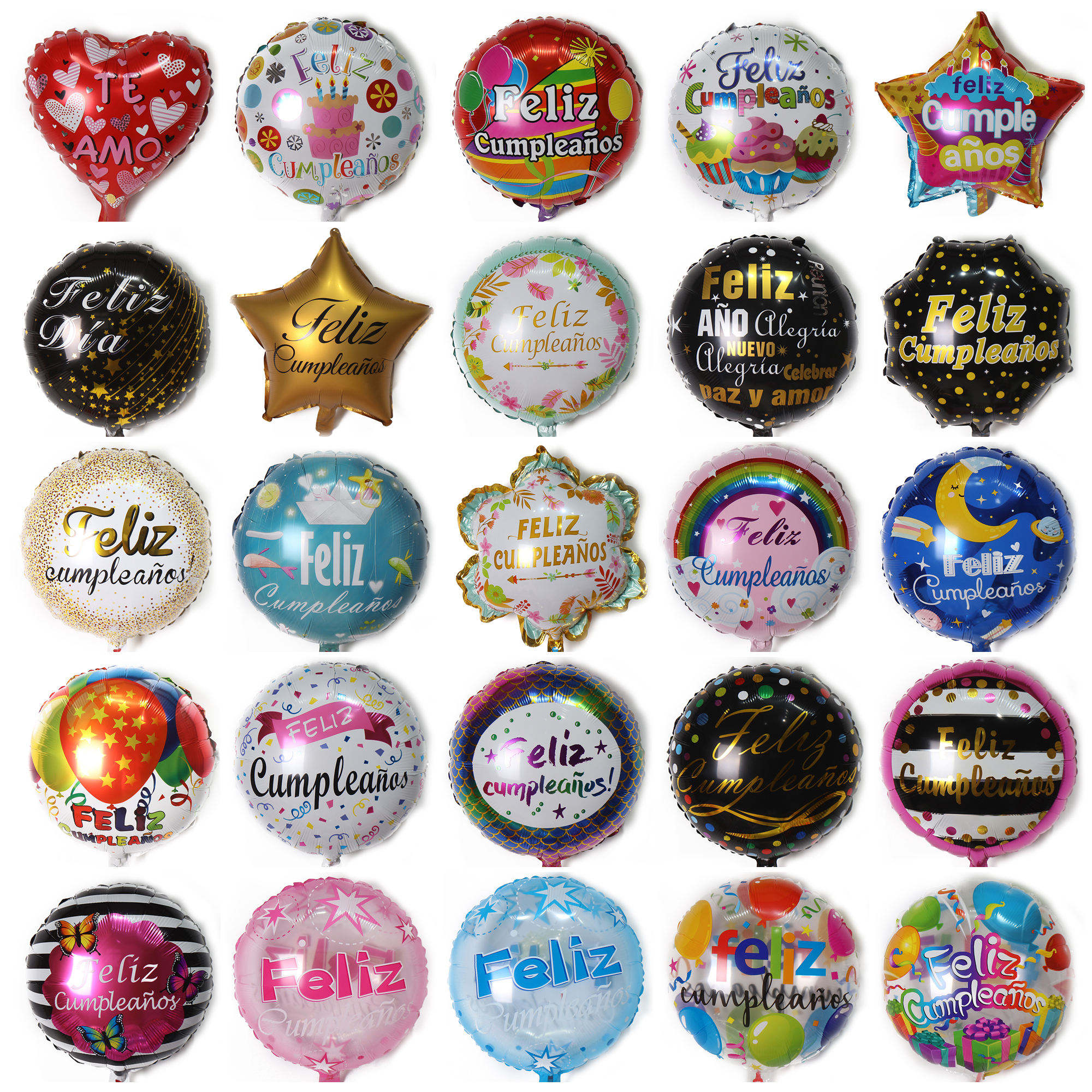 Wholesale 18 Inch Spanish Happy Birthday Printing Foil Balloon Feliz Cumpleanos Balloons for Birthday Party Decoration Globos