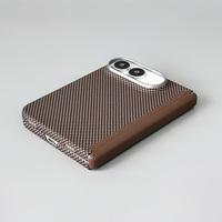Étui pliable JOYPORODO V-K01 avec cadre avant creux, charnière ouverte ou couverte, dos en fibre d'aramide, magnétique pour iPhone Duo