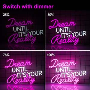 Enseigne au néon LED « Rêve jusqu'à ce que ce soit ta réalité » en acrylique rose pour chambre à coucher, bureau, salle de classe, maison, salon, chambre d'enfant, décoration murale - Product Image 3