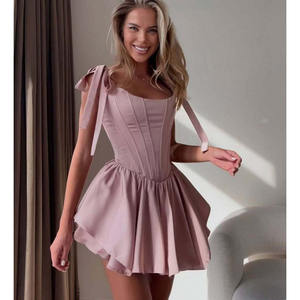 Femminilità squisita nuovo temperamento puro desiderio gonna corta Slim senza maniche Abito con bretelle in vita tinta unita francese Color <span class=keywords><strong>pesce</strong></span> - Product Image 1