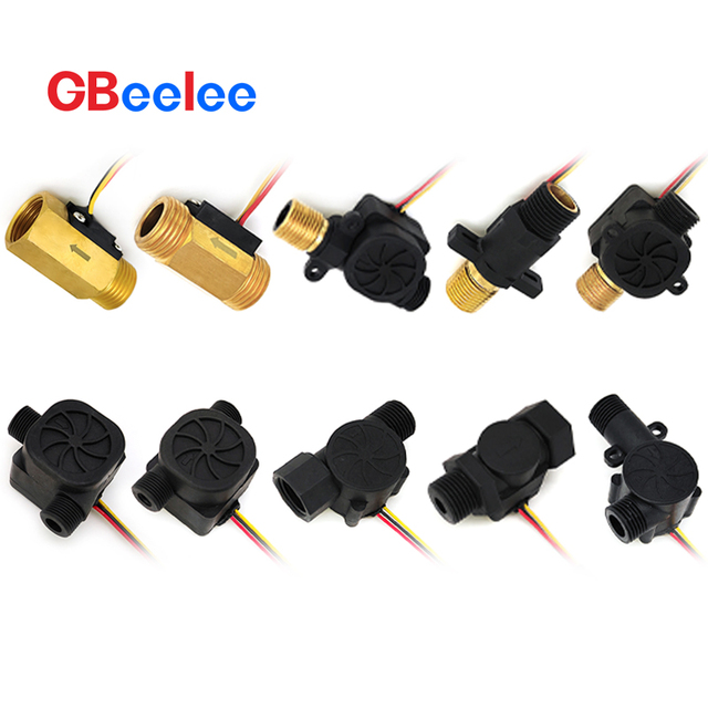 Hall Effect Liquid Flow Sensor DC3-24V 1-30L/min Any Direction Mounting for Washing Machine