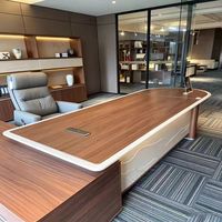 LBZ-350X Nouveau bureau de direction en bois de frêne de style chinois, grand bureau ovale moderne haut de gamme pour PDG et dirigeants, avec mortaise