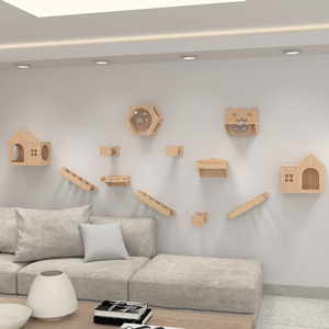 Bán Buôn Sang Trọng Gỗ Gỗ Sang Trọng Mèo Cây Nhà Đồ Nội Thất Tự Nhiên Làm Cho Treo Tường Mèo Cây & Scratcher - Product Image 6