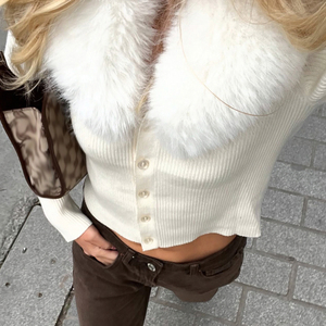 เสื้อสเวตเตอร์ถักแขนยาวมีกระดุมคอวีปกคอเสื้อแบบแยกชิ้นส่วนได้เสื้อถักลำลองสีทึบสไตล์ใหม่สำหรับฤดูหนาวสีพื้น - Product Image 6