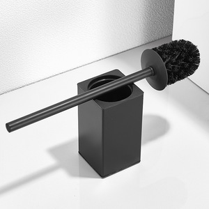 AUSWIND <span class=keywords><strong>Porte</strong></span>-<span class=keywords><strong>brosse</strong></span> de toilette classique européen <span class=keywords><strong>noir</strong></span>, base en acier inoxydable 304, montage mural, design ergonomique en plastique, salle de bain - Product Image 2