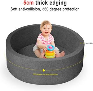 Piscine à balles ronde en mousse souple pour bébés et enfants, idéale pour les jeux intérieurs et extérieurs – Cadeau parfait pour les tout-petits - Product Image 3