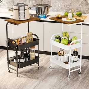 Carrito de almacenamiento móvil tipo estantería, estante de almacenamiento de pie para cocina, dormitorio, estante para refrigerios de varias capas, baño y aseo - Product Image 3