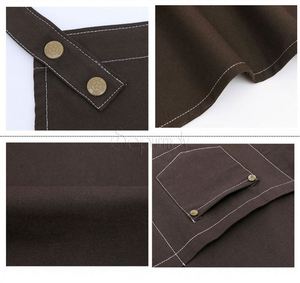 Wholesale Custom Logo Cotton Canvas Waterproof Chef Cooking Aprons With Pockets for Cafe Restaurants Kitchen Bbq Apron - Product Image 4