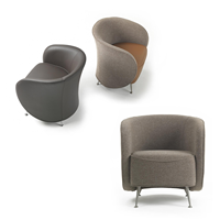 Fauteuil de loisirs moderne en bois courbé BIFMA, fauteuil d'appoint de luxe en tissu et cuir, fauteuil pivotant à 360° pour hall d'hôtel et bureau