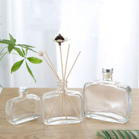 Bouteille diffuseur en verre transparent de 100 ml, 200 ml, 330 ml avec bouchon en liège, finition mate, écologique, recyclable, couleur personnalisée, carton, pour huiles essentielles
