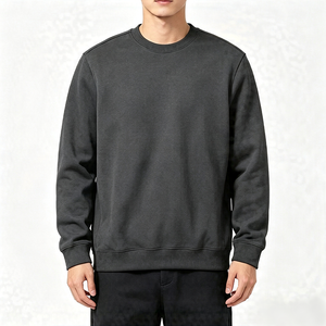 เสื้อสเวตเชิ้ตคอกลมสีน้ำเงินสำหรับผู้ชาย ทรงปกติ ผ้าฝ้าย 100% แบบสวมหัว สีพื้น แขนยาว น้ำหนัก 180 กรัม เหมาะสำหรับใส่ในฤดูใบไม้ร่วง - Product Image 3