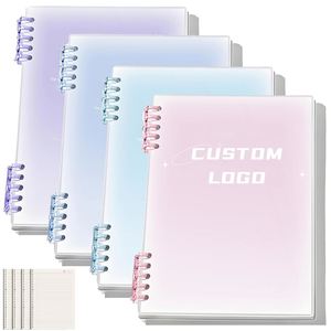 Pastel Translucent <b>Binder</b> <b>Notebook</b> Customizable Logo Detachable Loose-Leaf Paper School Office Daily Use Stationery - Product Image 1