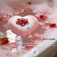 VIARELINE Herbal Rose Heart Bath Salt Bubble Balls Plant Extract Essence Cleanses Pores Gently Hydrates and Nourishes