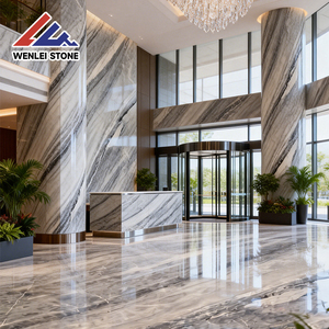 Losas <span class=keywords><strong>de</strong></span> Mármol Natural Pulido Wenlei en Azul Grisáceo con Vetas Blancas y Doradas, Piedra <span class=keywords><strong>de</strong></span> Lujo para Paredes <span class=keywords><strong>de</strong></span> Hoteles y Recepciones <span class=keywords><strong>de</strong></span> Empresas - Product Image 3