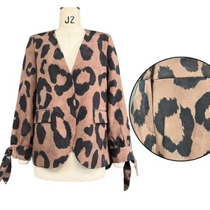 <span class=keywords><strong>AMENO</strong></span> Vêtements pour femmes Ensemble blazer d'été vintage peint en léopard pour femmes - Product Image 1