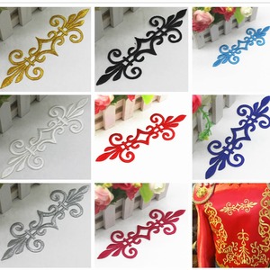 Yk050 patchs de broderie fer sur or et argent Applique repassage Cosplay <span class=keywords><strong>Costume</strong></span> fleurs garnitures 17.5cm * 6cm - Product Image 2