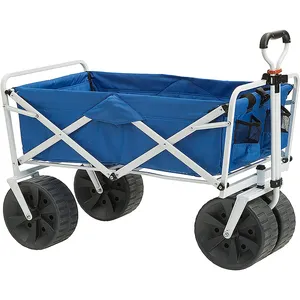 Outdoor 10x2 Inch Wheel Heavy Duty Large Space Collapsible Beach Garden Folding Wagon Multi Function Portable Shopping Cart