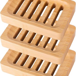 <b>Bamboo</b> <b>Soap</b> <b>Dish</b> Rectangular Single Layer Suction Cup Drainable Wooden <b>Soap</b> Holder For Bathroom Home Hotel Toilet - Product Image 3