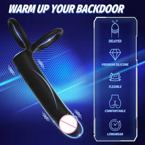 Vibrator G-spot Prostat Bergetar Ganda, Dirancang untuk Pasangan dengan <span class=keywords><strong>Stimulator</strong></span> Klitoris dan Vibrator Dildo Silikon - Product Image 6