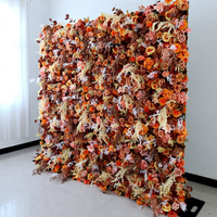 Toile de fond personnalisée en soie artificielle, couleurs d'automne, mur de fleurs pour la décoration de fête sur le thème du mariage