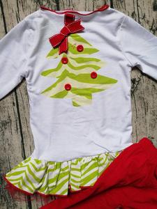 de las niñas de manga larga santa árbol imprimir vestidos de tutú y niñas rojo pantalones <span class=keywords><strong>2</strong></span> piezas conjunto - Product Image 5