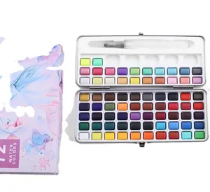 Colori ad acquerello Set di colori solidi Glitter arcobaleno professionale con penna a pennello