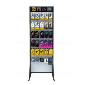 Supports de présentation au sol en métal pour accessoires de téléphonie mobile double face avec crochets et roulettes, rangement roulant pour les magasins de détail - Product Image 3