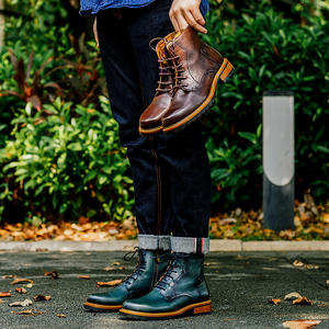 <span class=keywords><strong>Bottes</strong></span> Western en Cuir Véritable Premium pour Hommes, à <span class=keywords><strong>Lacets</strong></span> à la Cheville, Légères, Douces, Vintage, pour Tenue de Travail Décontractée - Product Image 5