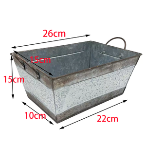 <span class=keywords><strong>Macetas</strong></span> rectangulares de metal Vintage, cubo para verduras y frutas, <span class=keywords><strong>macetas</strong></span> de flores galvanizadas <span class=keywords><strong>con</strong></span> asas de metal - Product Image 2