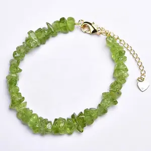 Pulseira de cristal de feng shui, bracelete natural de alta qualidade com cascalho olivino, pedra de energia