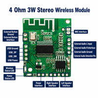 Carte d'amplificateur audio sans fil 3W XRT-M628 4 Ohm FR-4 PCBA 1.0mm