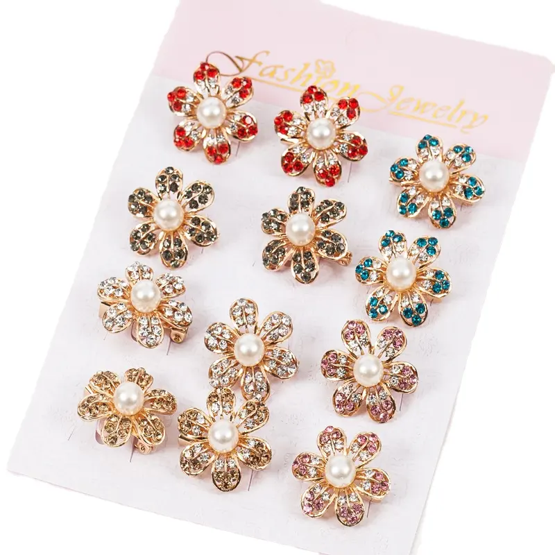 Mode Gold Strass Kristall Perlen Blumen broschen für Frauen Hochzeit Braut party Brosche Pins Schal Seide Stirnband Dekoration