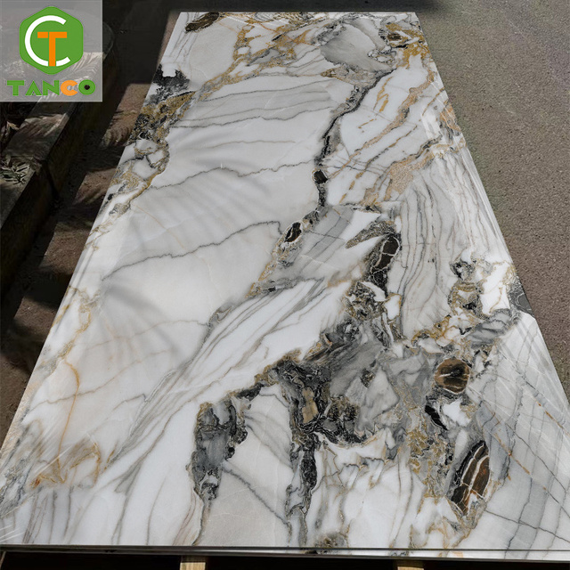 High Glossy Modern Waterproof Marble Design PVC Wall Panels for Household Interior Decoration