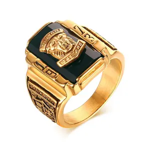 Stainless Steel Animal Finger Ring 18K Gold Plated Men Vintage Tiger Rings