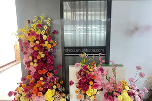 Décor de mariage Arrangement floral de scène <span class=keywords><strong>Fushia</strong></span> et fleurs rose vif Chemin de table de mariage - Product Image 4