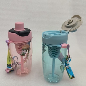 650ml stile cartone animato per bambini di plastica bottiglia di acqua tazza di succo di tazza di bolle carino con una rete e paglia doppio modello di bere - Product Image 6