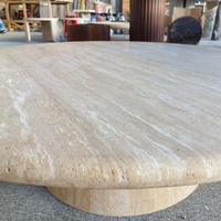 Centurymosaic – Ensemble de tables basses et d'appoint rondes en travertin beige, taille personnalisée pour salon, maison, projet de villa