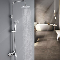 Système de douche carré moderne en chrome avec fonction pluie, mitigeur mural pour baignoire, robinet de salle de bain chaud/froid pour hôtels et appartements