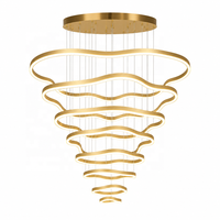 Lustre LED moderne et personnalisable Senfey à hauteur réglable, couleur personnalisable pour hall d'hôtel, escalier, foyer