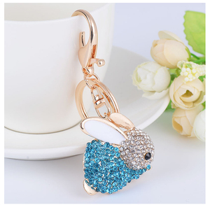 Đầy màu sắc pha lê thỏ Móc chìa khóa thời trang hợp kim động vật hình túi quyến rũ Món quà sáng tạo vòng chìa khóa dễ thương móc khóa - Product Image 5