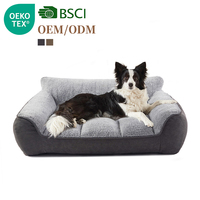 Lit pour chien avec coussin de soutien extra épais, housse lavable en machine, grand lit-canapé pour animaux de compagnie en tissu sherpa