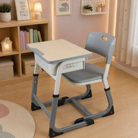 Bureau d'étudiant ergonomique réglable en hauteur, table et chaise individuelles pour enfants, mobilier scolaire