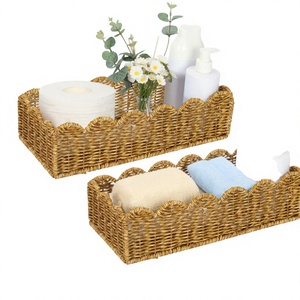 Cesta de Almacenamiento de Ratán Tejida a Mano, Forma Rectangular, Diseño Multifuncional, Estilo Simple, para Guardar Pañales de Bebé, Baño y Cocina - Product Image 3