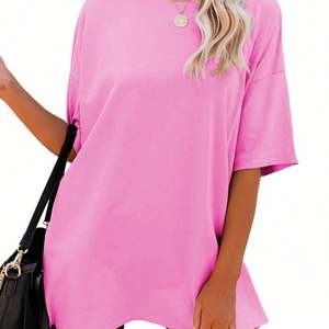 Camisetas de manga corta ajustadas antiarrugas transpirables de algodón 100% ecológicas de punto informales para mujer OEM - Product Image 2