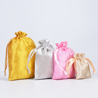Sacs en satin colorés en gros pour rangement de mèches de cheveux, perruques, pochettes en soie, emballage cadeau, bijoux, sacs à cordon