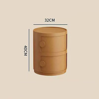 Table de chevet ronde moderne en plastique style crème, petite armoire de rangement simple sans poignée pour chambre à coucher
